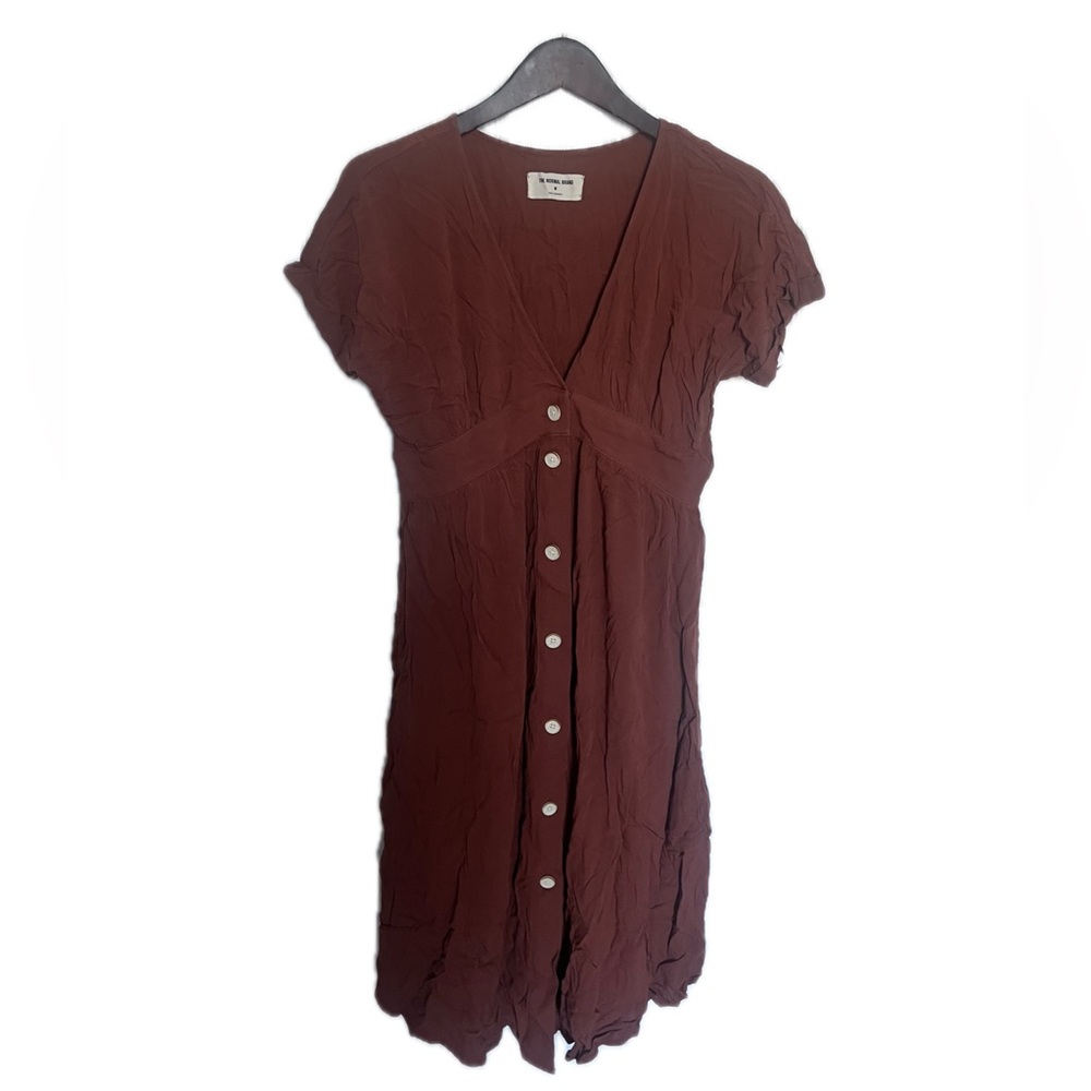 The Normal Brand Deep V Button Thru Dress (Clay)